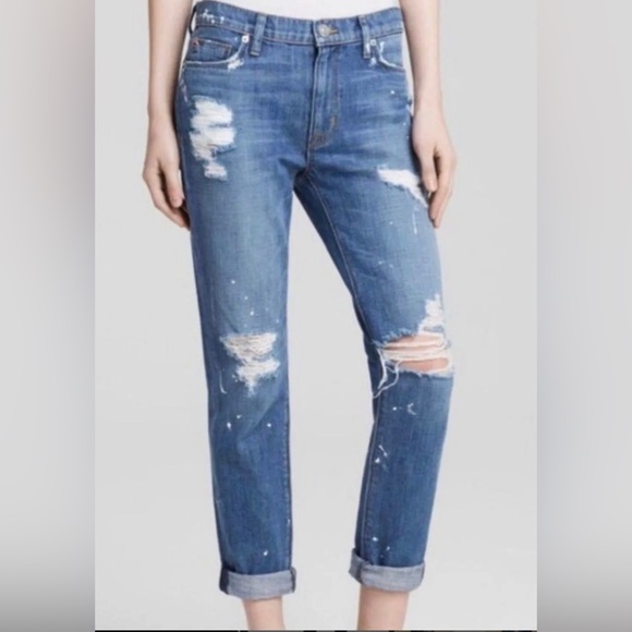 Hudson Jeans Denim - Hudson Jeans Jude Slouch Skinny Crop Distressed Jeans SZ 28waist